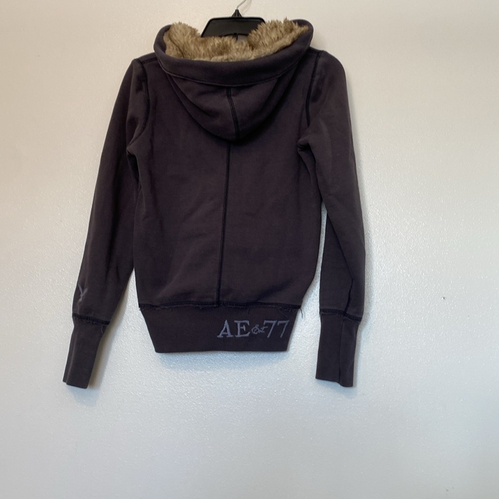 American Eagle mid button up pocket fir hood  sweatshirt jacket  size small - Picture 6 of 13